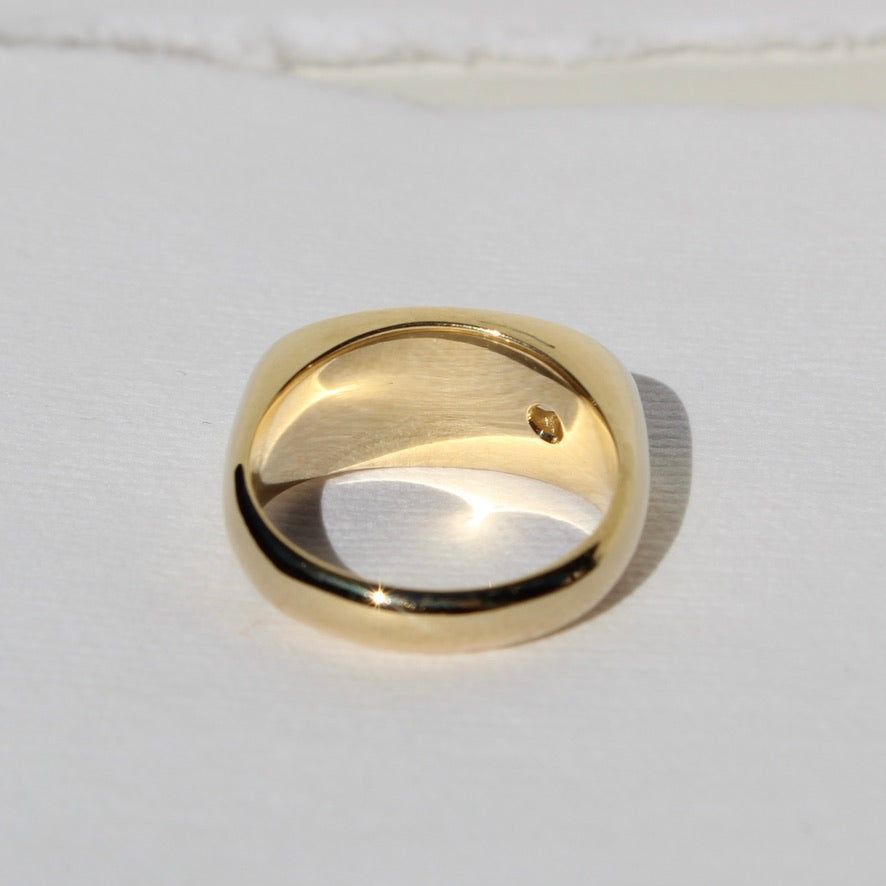 Diamond Horizontal Oval Signet Ring Solid 14K