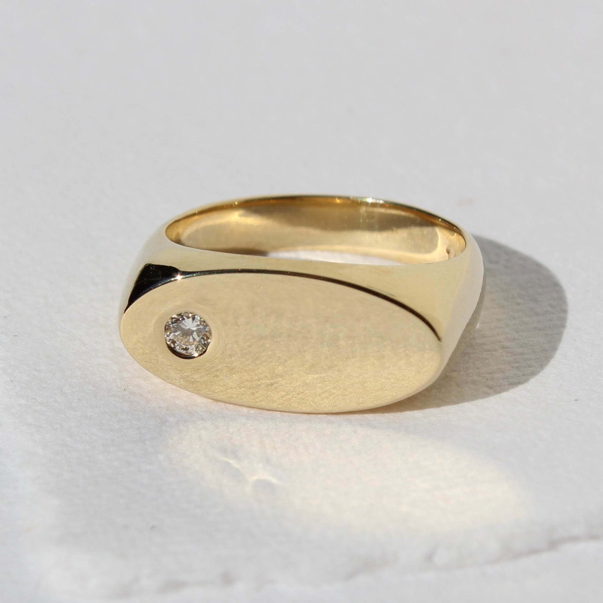 Diamond Horizontal Oval Signet Ring Solid 14K | Erin Meadows