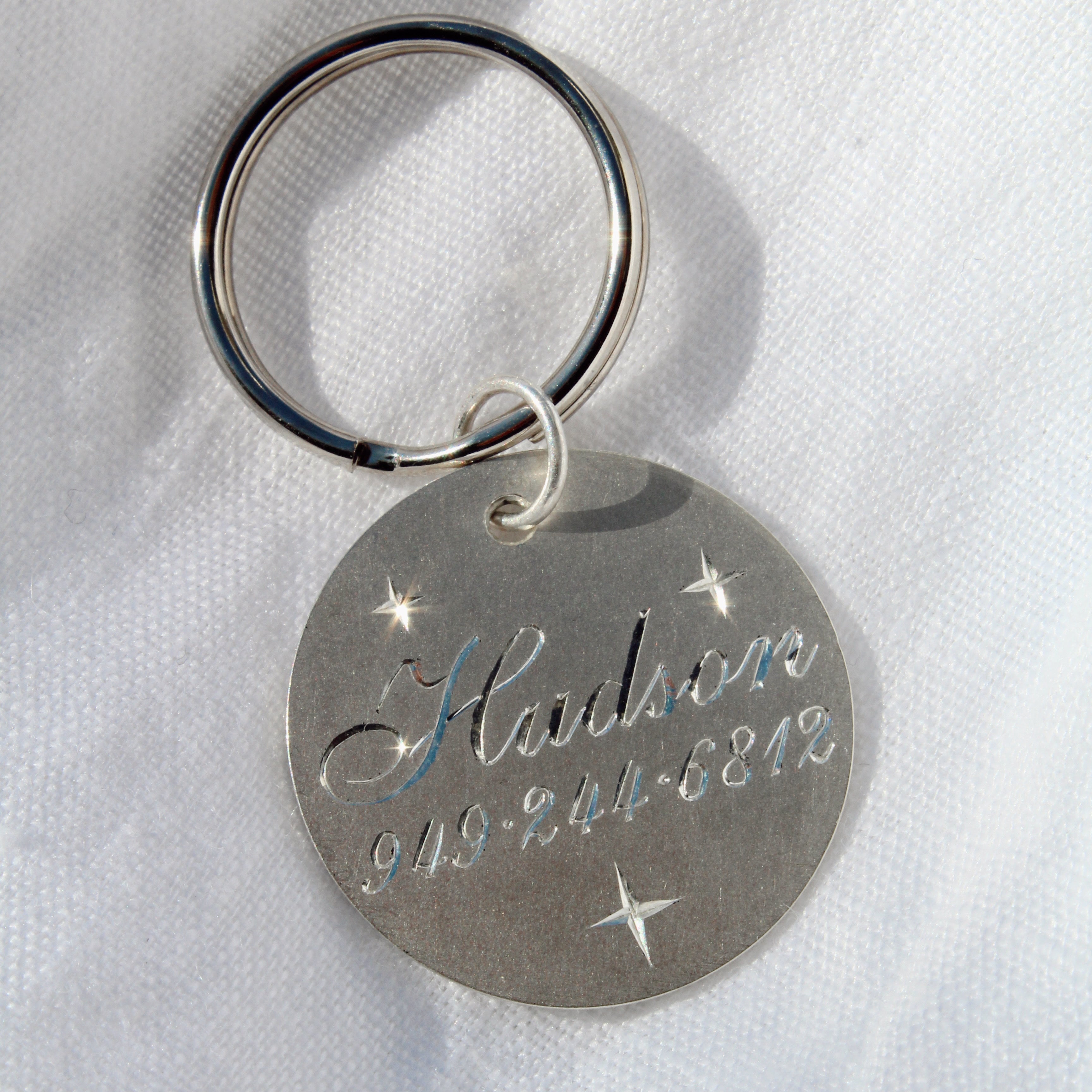 Custom Hand Engraved Pet ID Tag - Sterling Silver