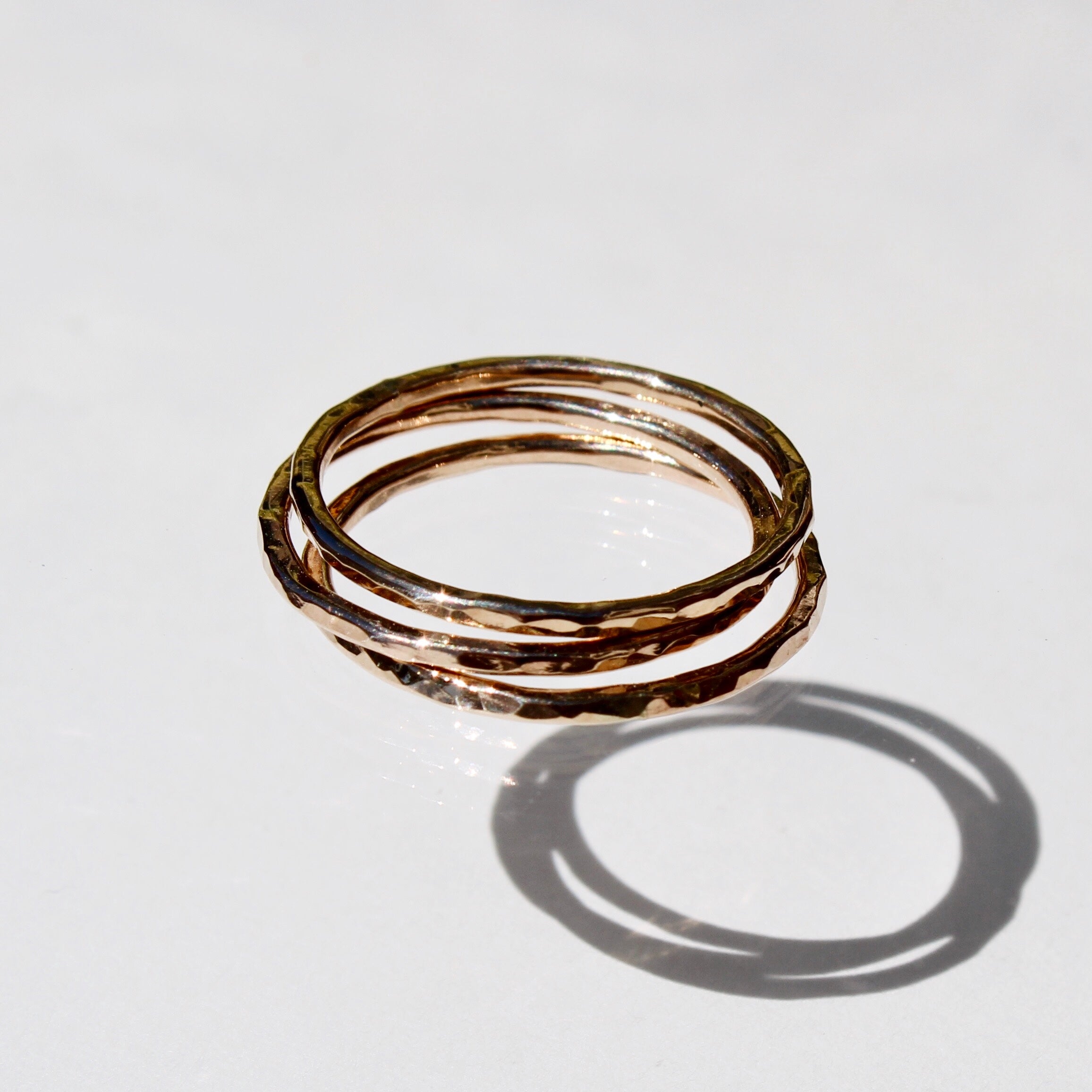 Gold Stackers - set of 3 hammered stackable rings