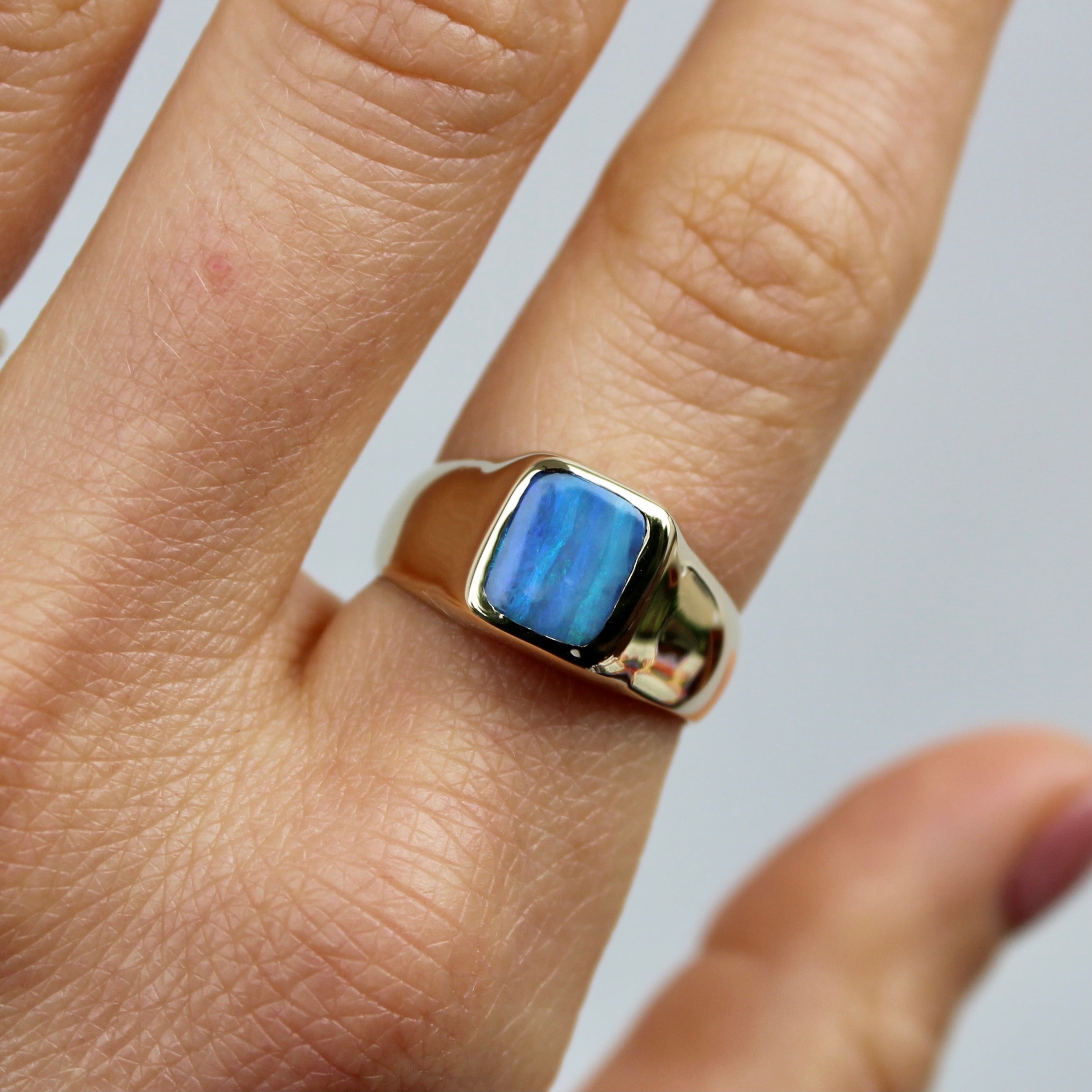 14K Australian Boulder Opal Ring