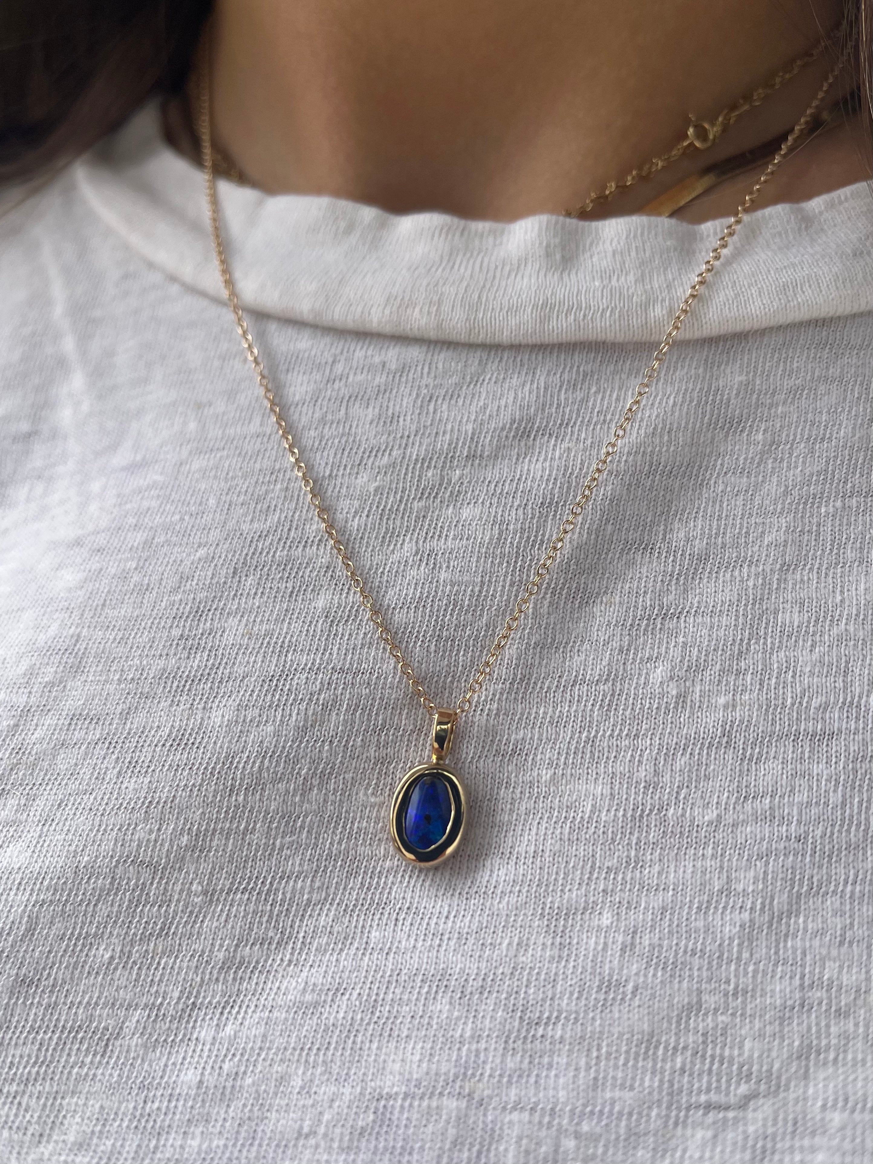 Australian Boulder Opal Pendant 14K