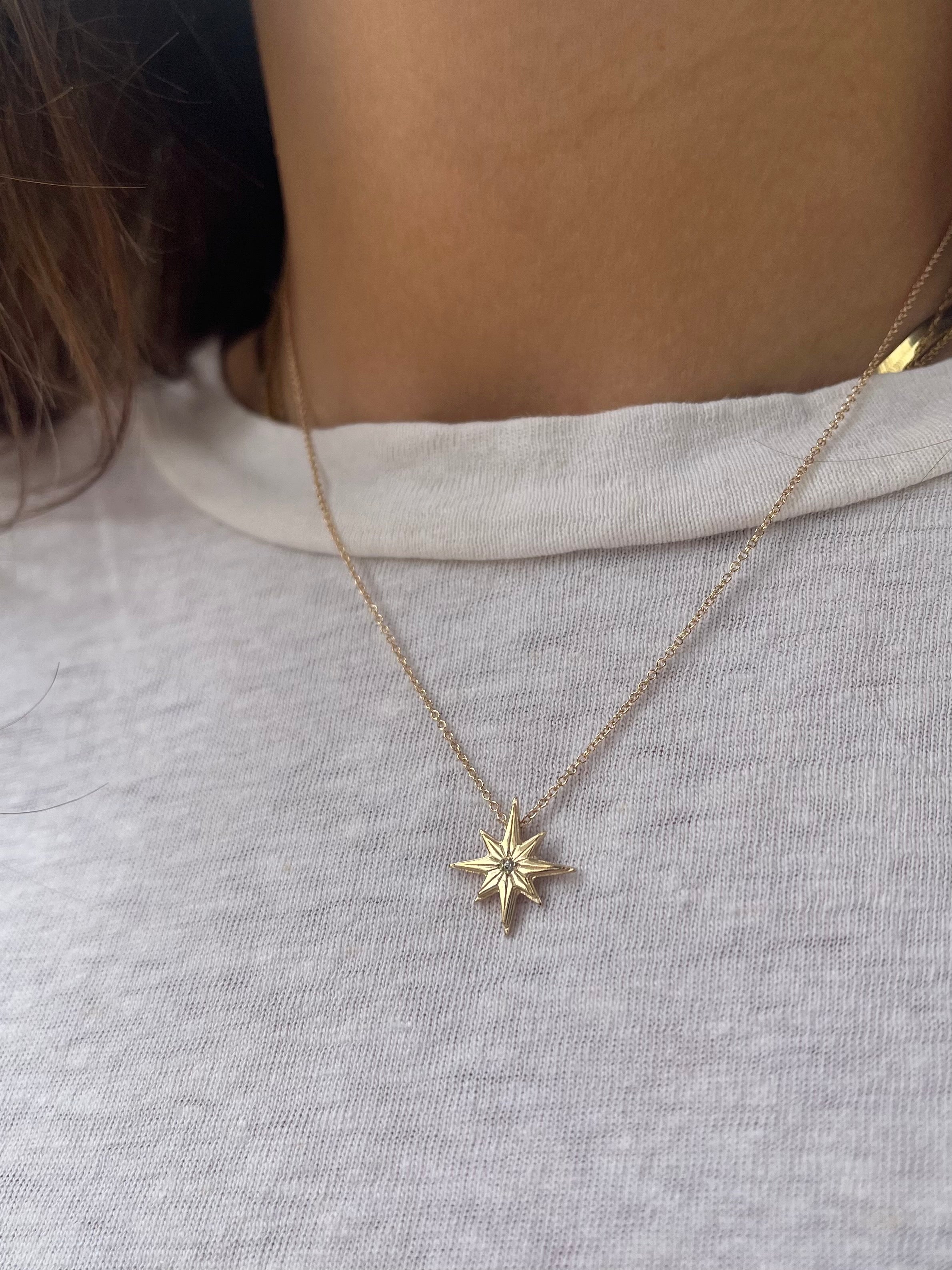 14K Star Star Diamond Necklace